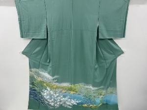 未使用品　仕立て上がり　阿部佳雪作　十日町友禅長良川風景模様一つ紋色留袖